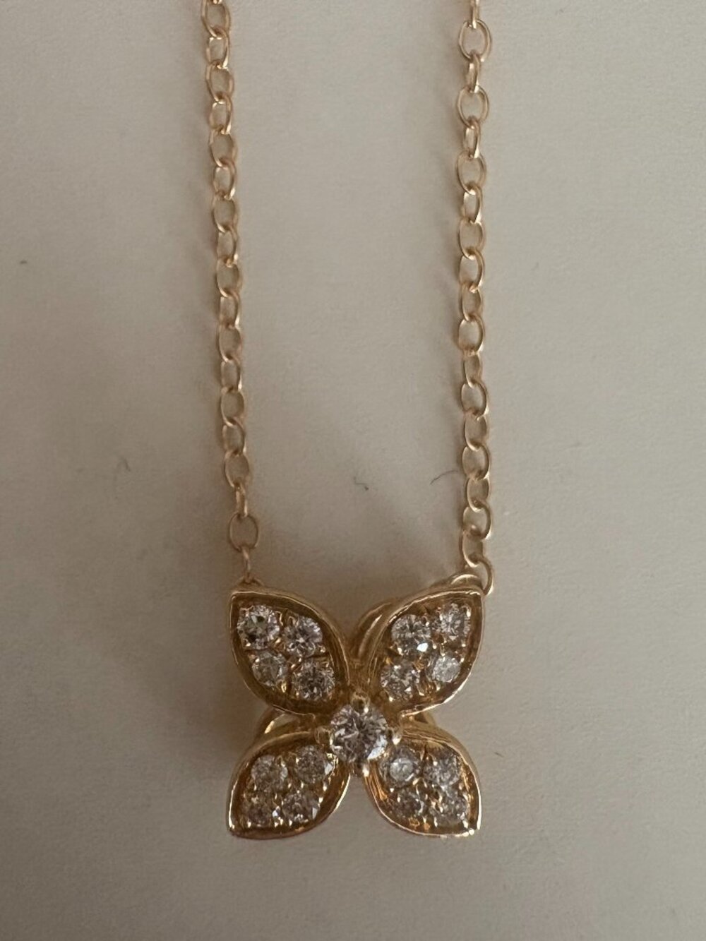 Diamond and 14K gold Clover or X necklace